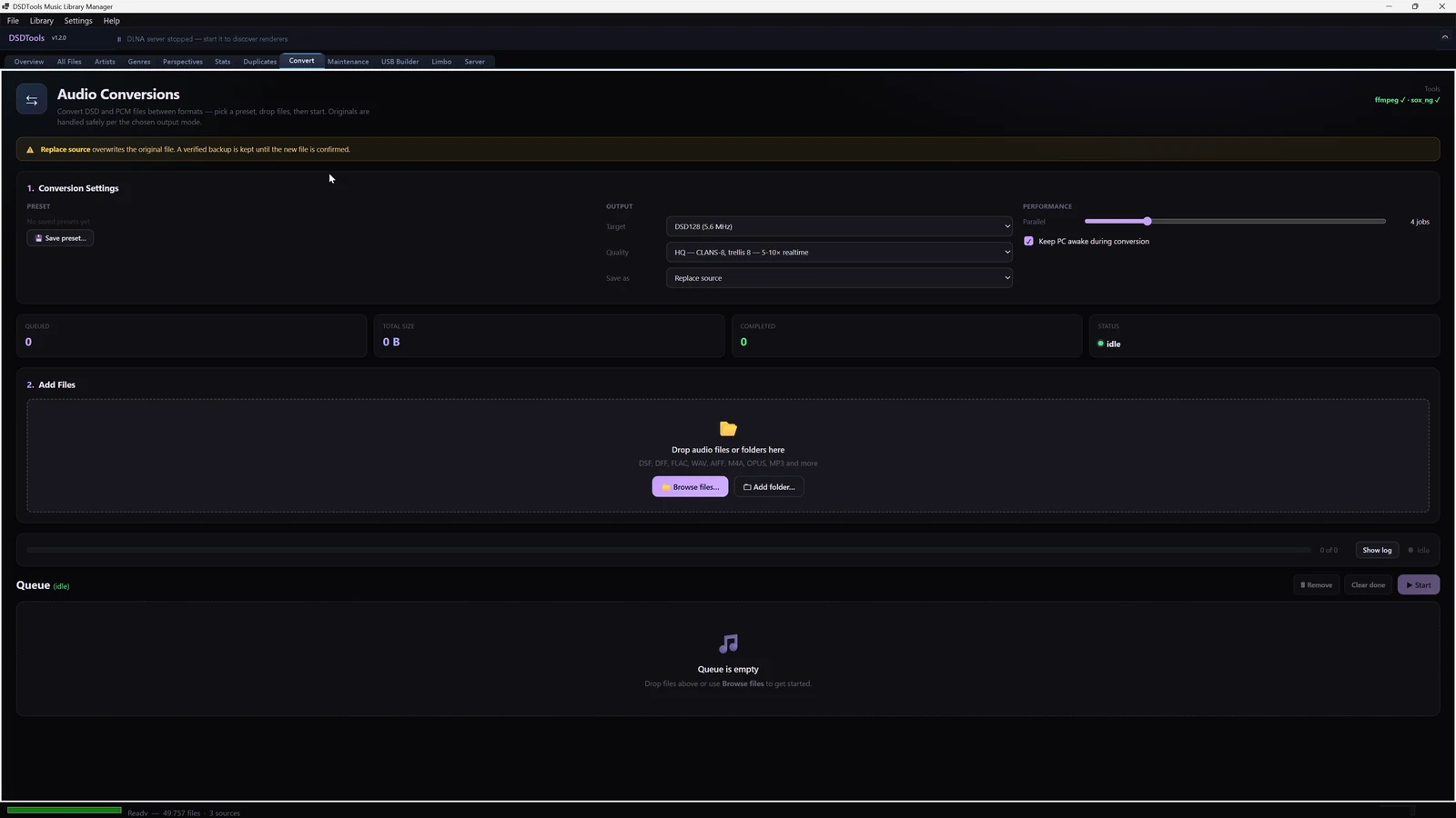 DSD conversion queue